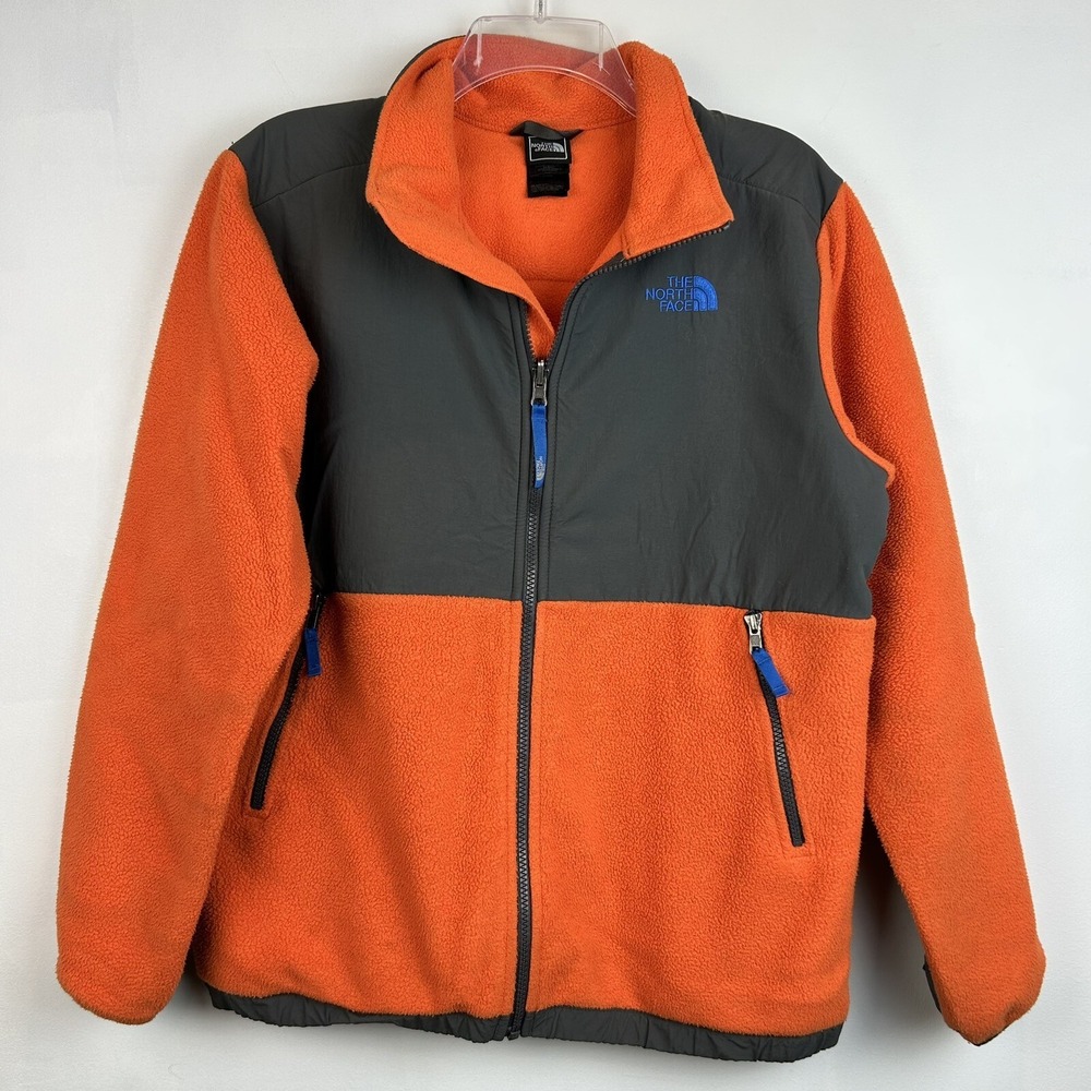 The North Face Denali Jacket Youth XL 18-20 Boys Fleece Zip Orange Grey Logo